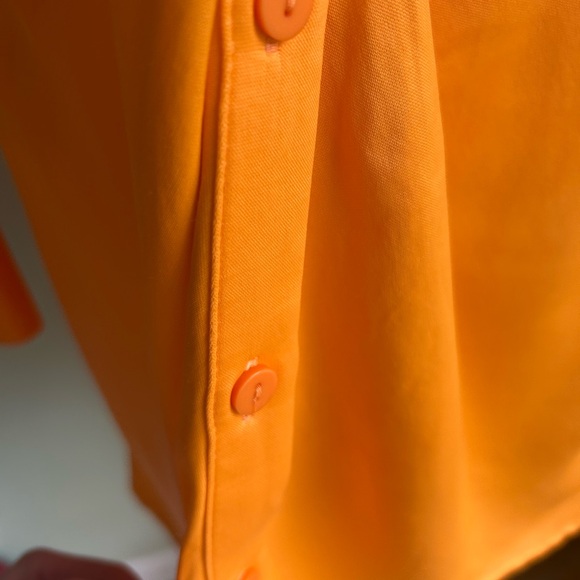 NWT Zara Orange twist satin shirt dress. Size Small. Long sleeves, deep v neck. - Picture 4 of 16